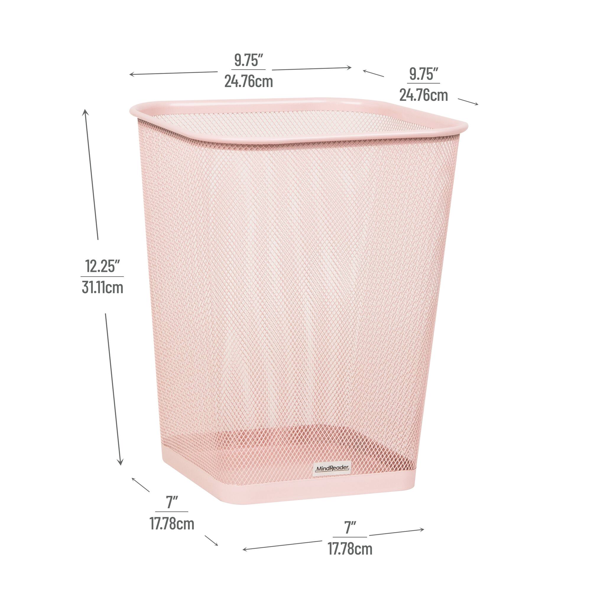 Mind Reader 2 Piece Square Metal Mesh Waste Basket Set